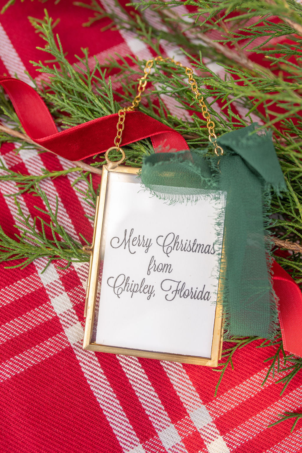 Chipley Clock Christmas Ornament- Green Ribbon