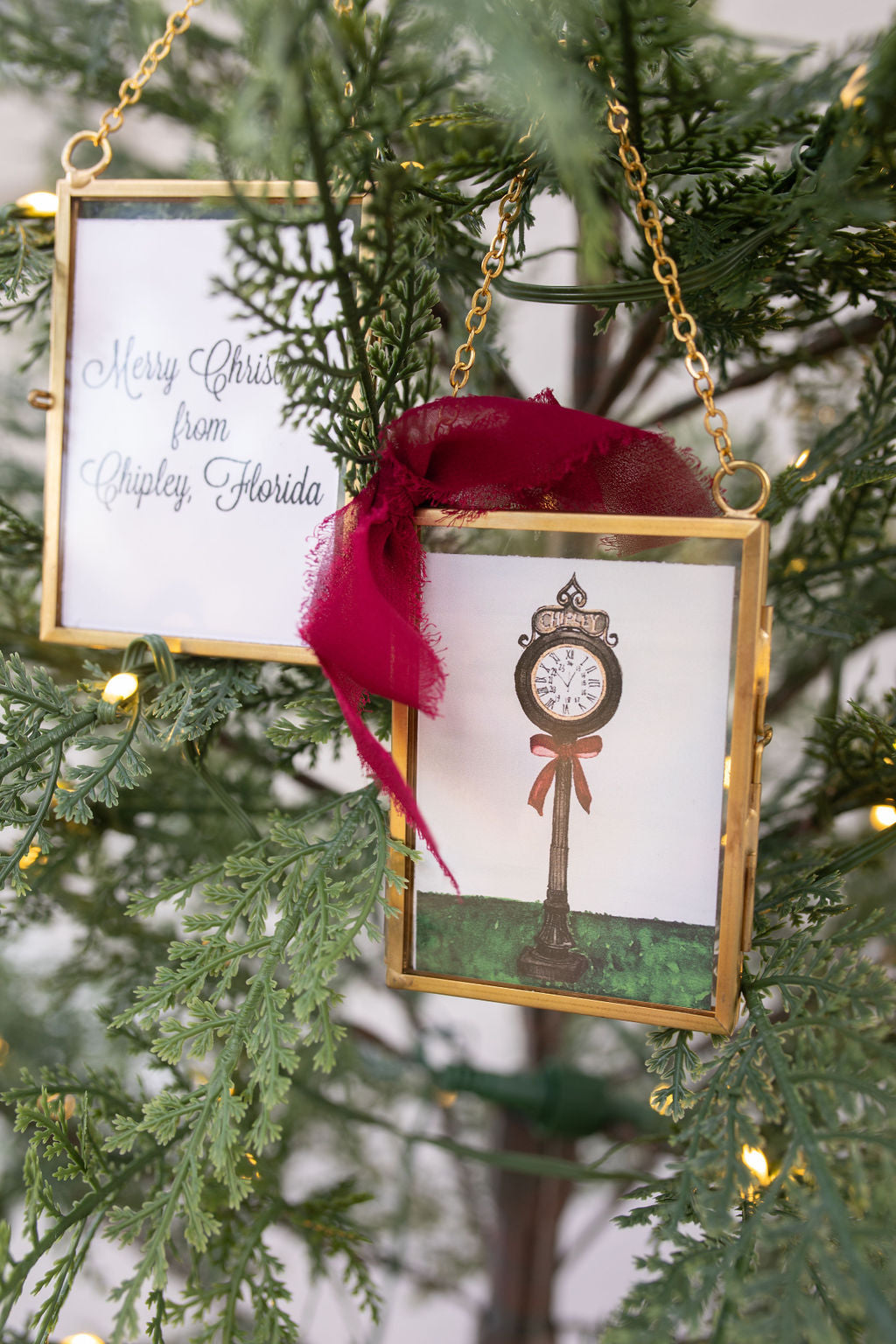 Chipley Clock Christmas Ornament- Green Ribbon