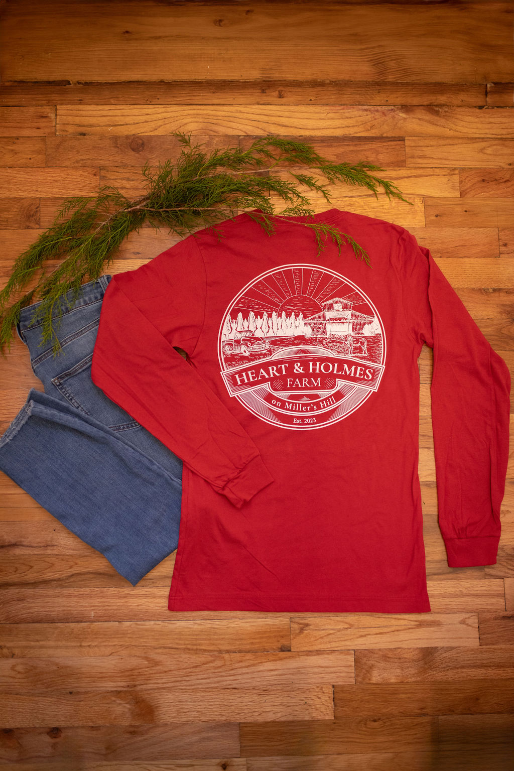 Red Long Sleeve Circle Logo t-shirt