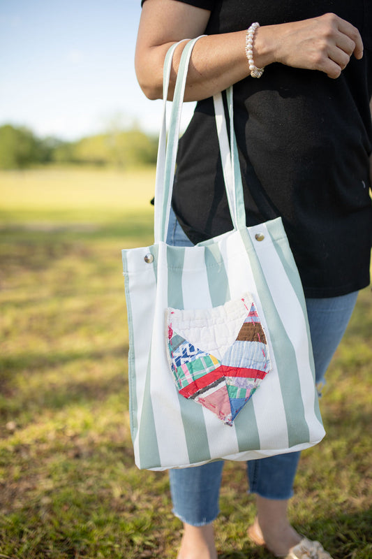 The Cozy Carry All - Mint Stripe