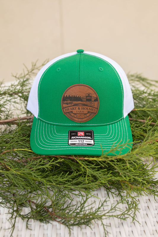 Green Leather Patch Circle Heart & Holmes Logo Hat