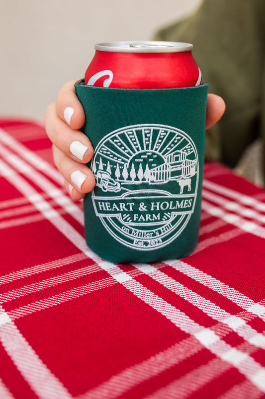 Green Heart & Holmes Circle Logo Coozie