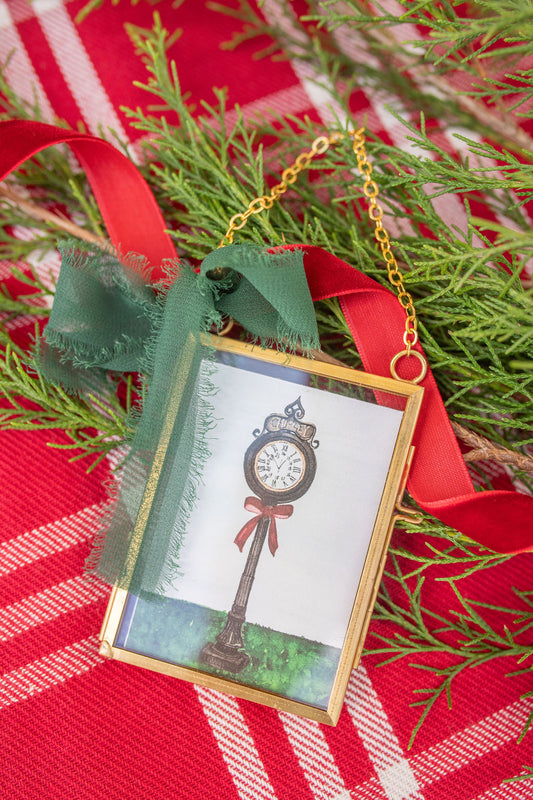 Chipley Clock Christmas Ornament- Green Ribbon