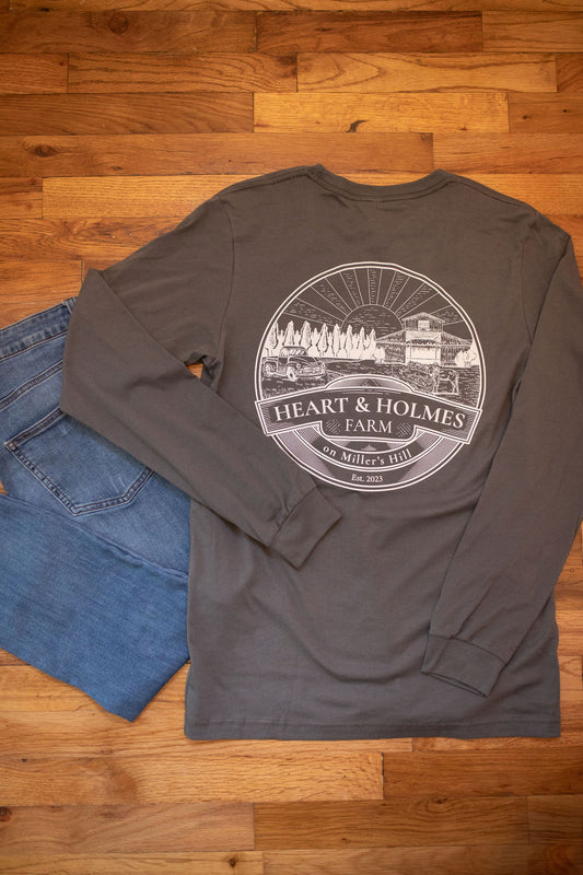 Gray Long Sleeve Circle Logo t-shirt