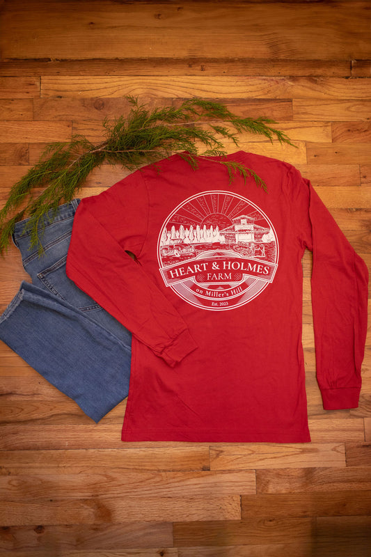 Red Long Sleeve Circle Logo t-shirt